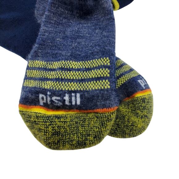 Blue Merino Wool Socks Mens 6-8.5 Medium Stripe Pistil Outdoor Ryder Crew - Picture 2 of 4